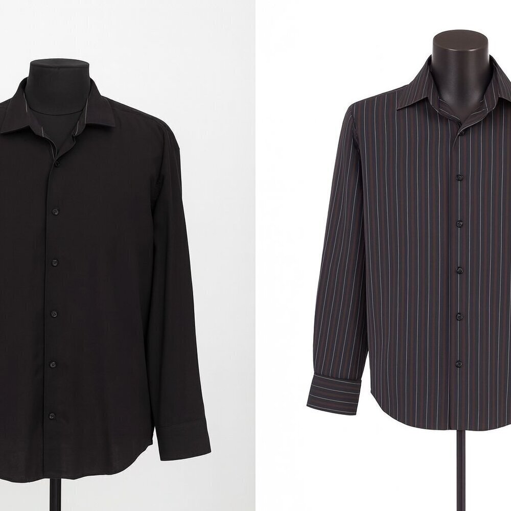 Inside Out A2Z Men XXL Reversible Pinstripe Button Down Shirt Black